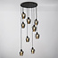 9-light pendant lamp in Black with Smoked glass grey glass - Alturas