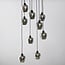9-light pendant light Alturas - black with smoked grey glass