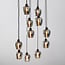 11-light pendant light Hanford - black with smoked grey glass
