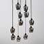 11-light pendant lamp in black with smoked glass grey glass - Hanford