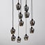 11-light pendant light Hanford - black with smoked grey glass