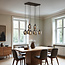 8-light pendant lamp in Black with Smoked glass grey glass - Sidney