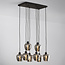 8-light pendant lamp in Black with Smoked glass grey glass - Sidney