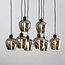 8-light pendant lamp in Black with Smoked glass grey glass - Sidney