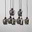 8-light pendant lamp in Black with Smoked glass grey glass - Sidney
