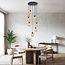 7-light pendant lamp, black with Amber glass - Hollister