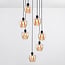 7-light pendant light Hollister - black with amber glass