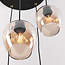 7-light pendant light Hollister - black with amber glass