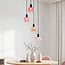4-light pendant light Monroe - black with amber and pink glass