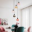 Black pendant lamp with amber, smoked glass and pink glass, 5-light - Monroe