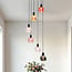 6-light pendant light Monroe - black with amber, smoked and pink glass