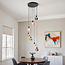 Black pendant lamp with amber, smoked glass and pink glass, 7-light - Monroe
