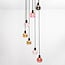 7-light pendant light Monroe - black with amber, smoked and pink glass