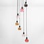 7-light pendant light Monroe - black with amber, smoked and pink glass