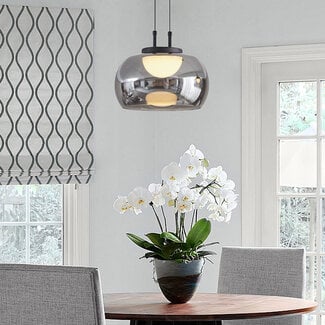 pendant light Mette - black with smoked glass and 3-step dimmable LED