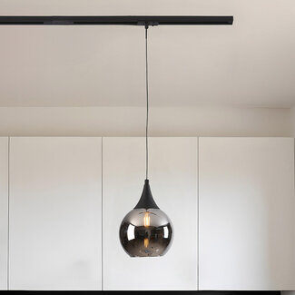 1-phase rail pendant lamp with smoked glass and mirror effect - Nya