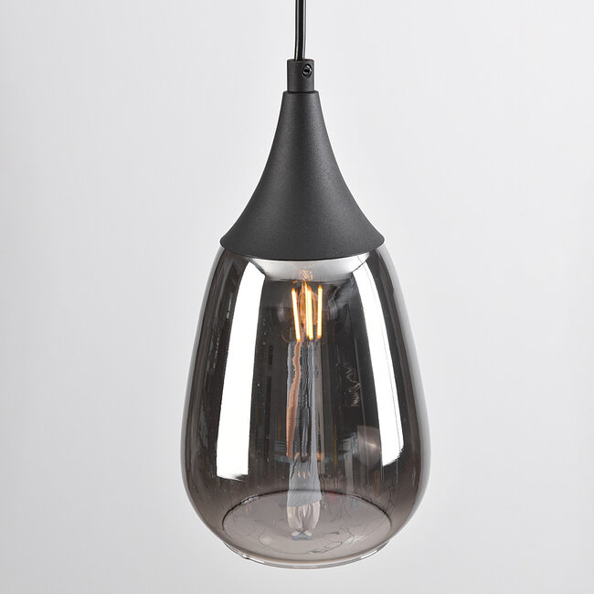 1-phase rail pendant lamp with smoked glass with Mirror effect - Noi