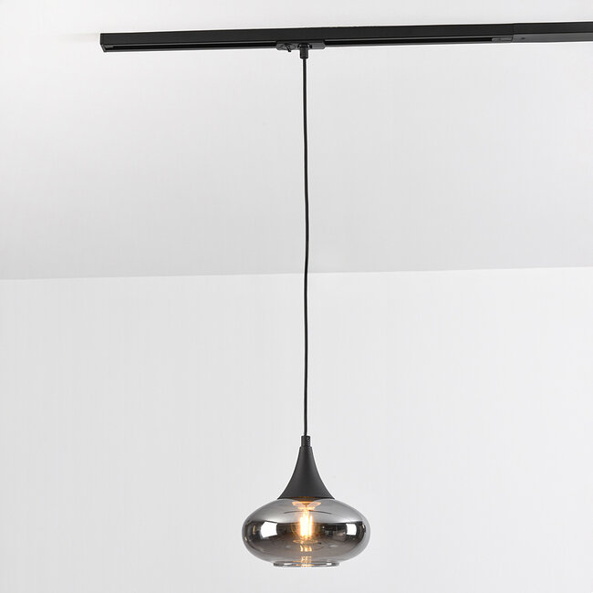 Single-phase rail pendant lamp with smoked glass and Mirror effect - Nill
