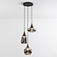 Modern pendant lamp with smoked glass, 3-light - Loua