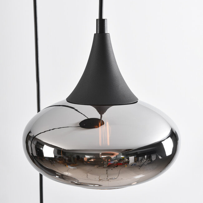 Modern pendant lamp with smoked glass, 3-light - Loua