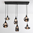 Black Loic pendant lamp with smoked glass, 6-light