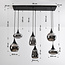 Black Loic pendant lamp with smoked glass, 6-light
