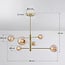 6-light ceiling light Sest - gold with amber glass