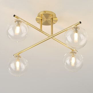 4-light ceiling light Nymo - gold with clear glass