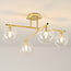 4-light ceiling light Nymo - gold with clear glass