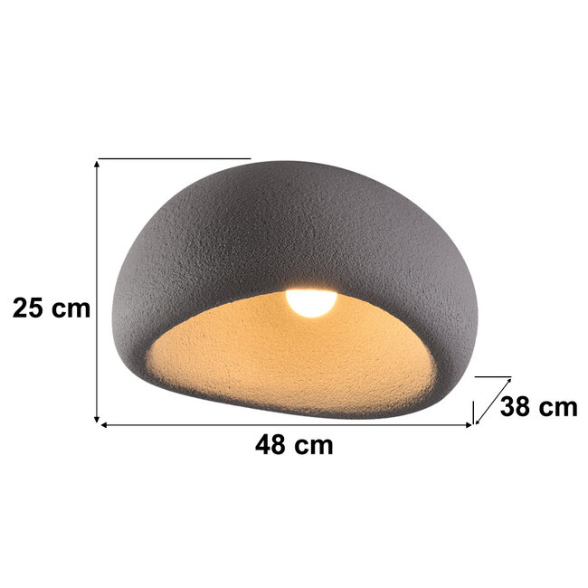 Wabi Sabi ceiling light Stone Craft with stone effect 48 x 38 cm - grey