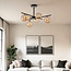 Ceiling light Venezia black with amber glass, 6-light