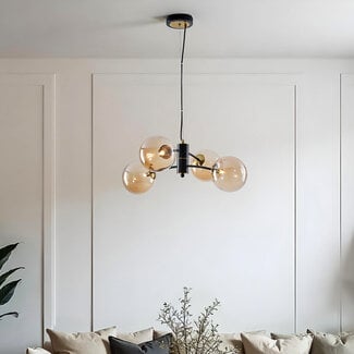 4-light pendant light Firenze - amber glass