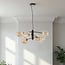 6-light pendant light Murano - black with amber glass