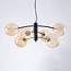 6-light pendant light Murano - black with amber glass