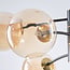 6-light pendant light Murano - black with amber glass