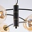6-light pendant light Murano - black with amber glass