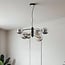 6-light pendant light Murano - black with smoked glass