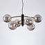 6-light pendant light Murano - black with smoked glass