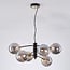 6-light pendant light Murano - black with smoked glass
