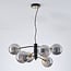 6-light pendant light Murano - black with smoked glass