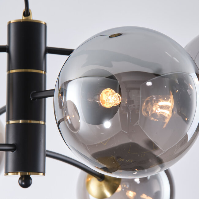 Pendant light Murano with smoked glass, 6-light