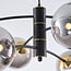 6-light pendant light Murano - black with smoked glass