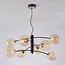 8-light pendant light Torino - black with amber glass