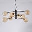 8-light pendant light Torino - black with amber glass