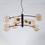 8-light pendant light Torino - black with amber glass