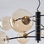 8-light pendant light Torino - black with amber glass
