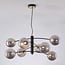 8-light pendant light Torino - black with smoked glass
