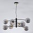 8-light pendant light Torino - black with smoked glass