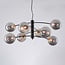 8-light pendant light Torino - black with smoked glass