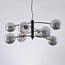 8-light pendant light Torino - black with smoked glass